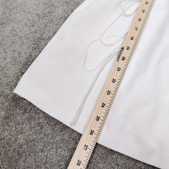 Zara Women's White Linen Blend Dress Size XXL Puff Sleeve Ruched Square Neck NEW - Picture 10 of 13